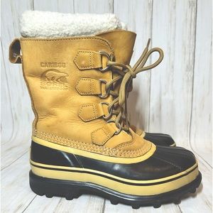 Sorel Caribou Beige Waterproof Snow Boots With Liners NM1005-280 women’s Size 6